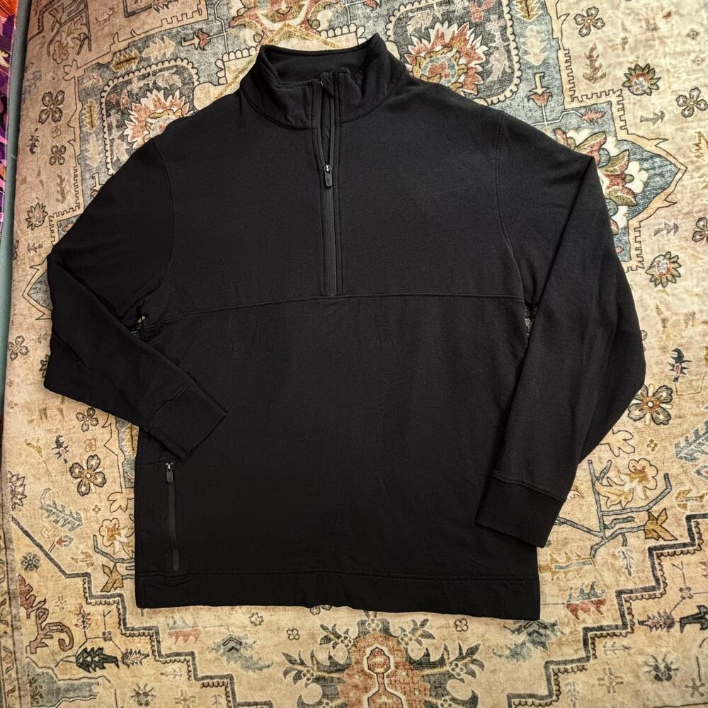 Tasc Lightweight Quarter Zip Black Pullover Sweatshirt Men's Size Medium Bamboo